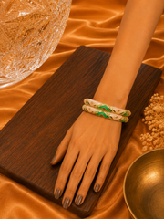 Elara Geometric Enamel Gold Bangles – Elegant Statement Bangle Set