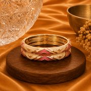 Elara Geometric Enamel Gold Bangles – Elegant Statement Bangle Set