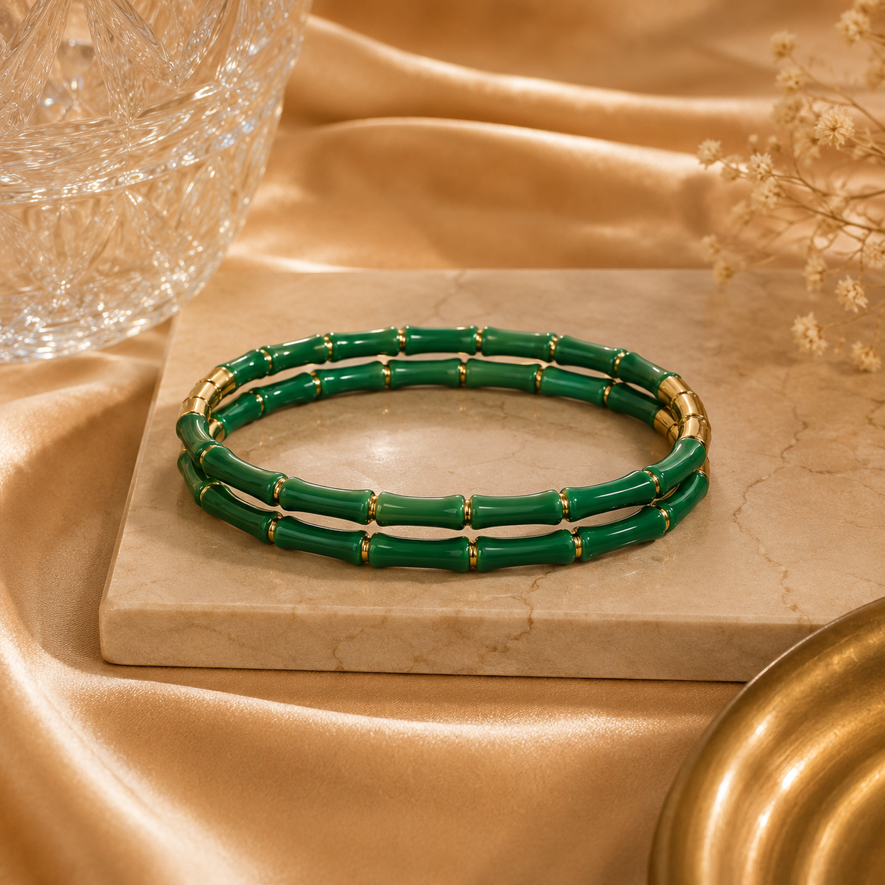 Bamboo Luxe Gold Accent Bangle – 5 Colors