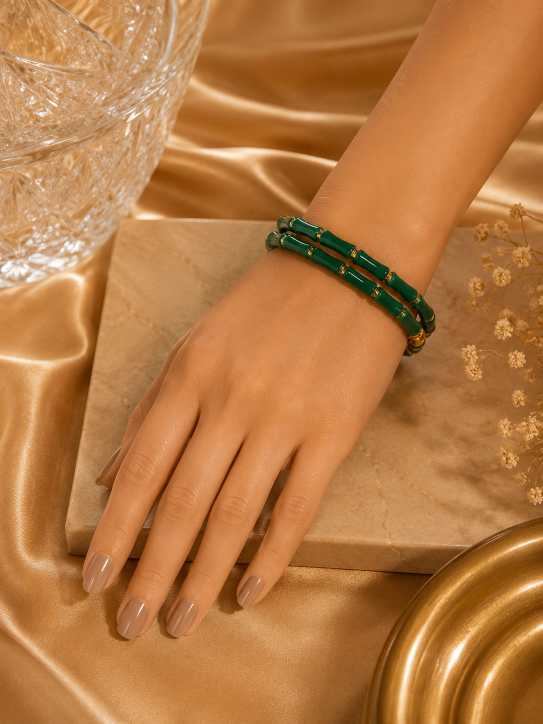 Bamboo Luxe Gold Accent Bangle – 5 Colors