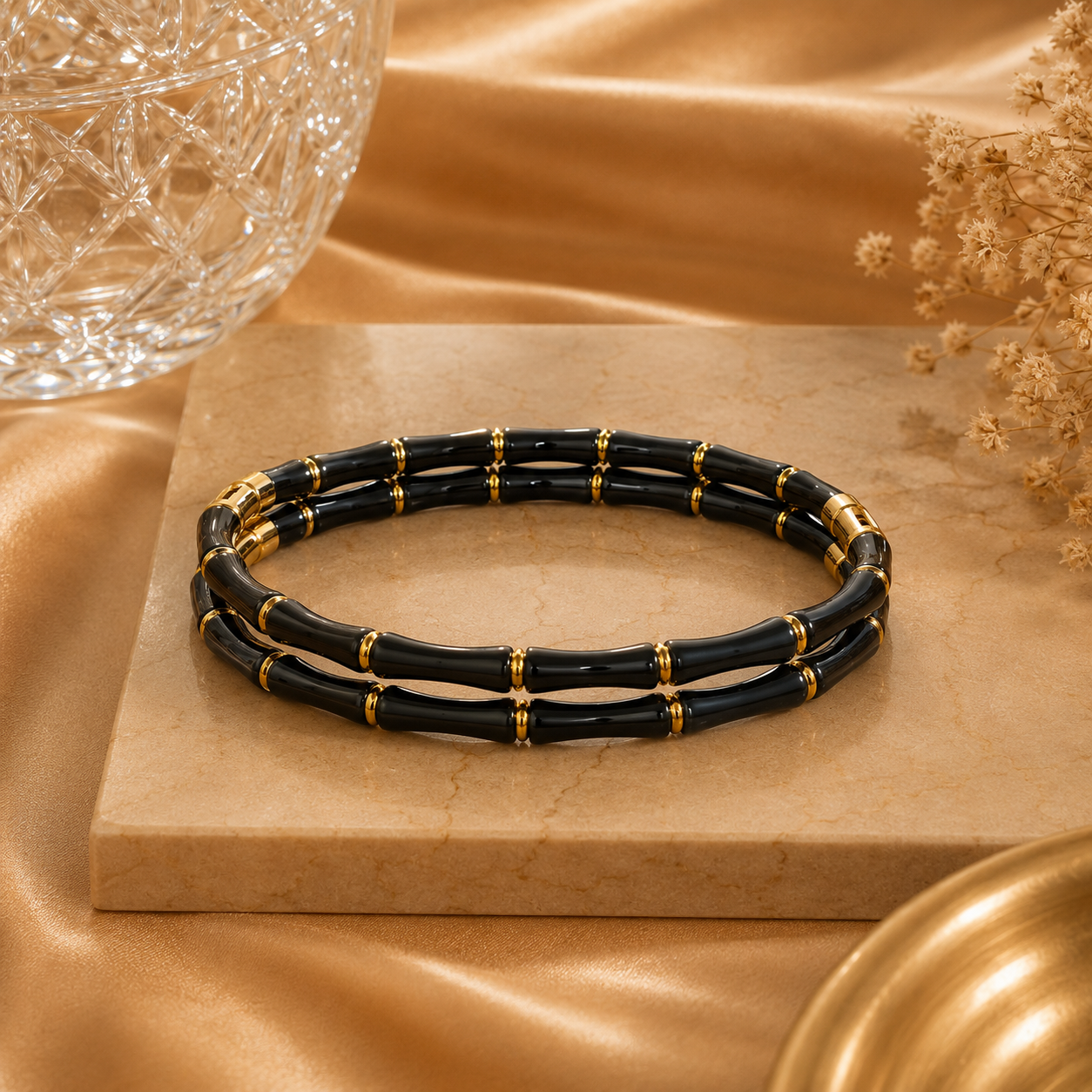 Bamboo Luxe Gold Accent Bangle – 5 Colors