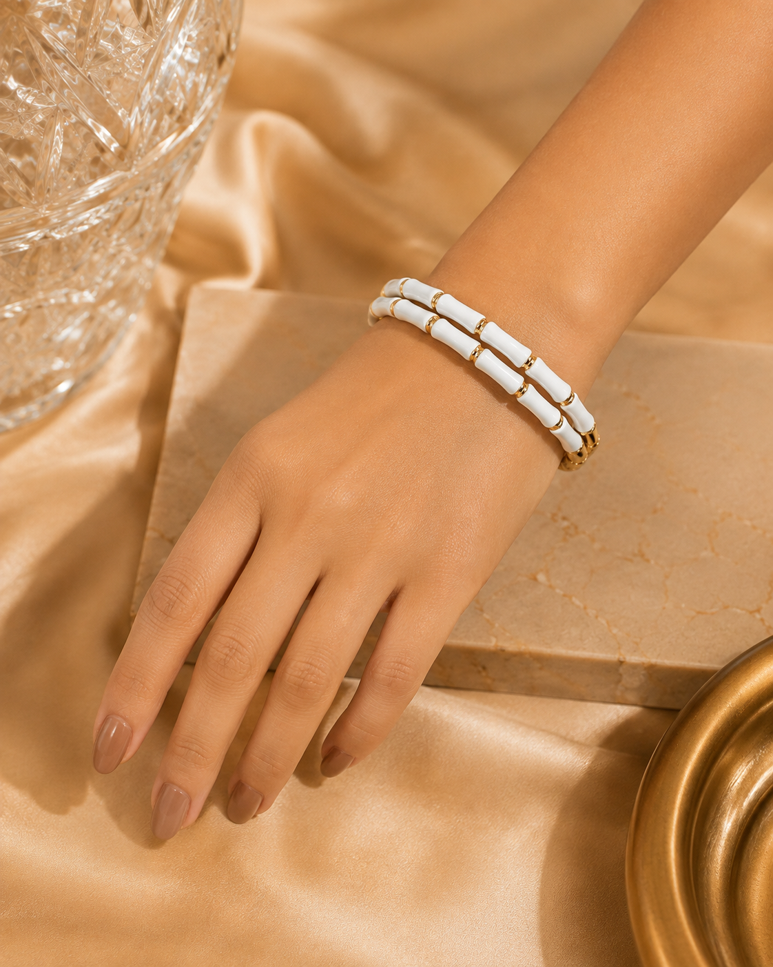 Bamboo Luxe Gold Accent Bangle – 5 Colors