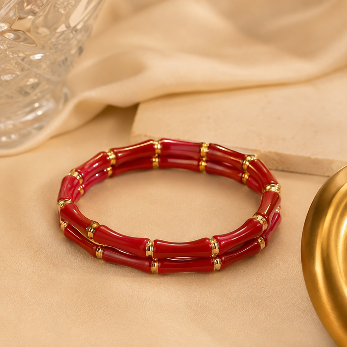 Bamboo Luxe Gold Accent Bangle – 5 Colors