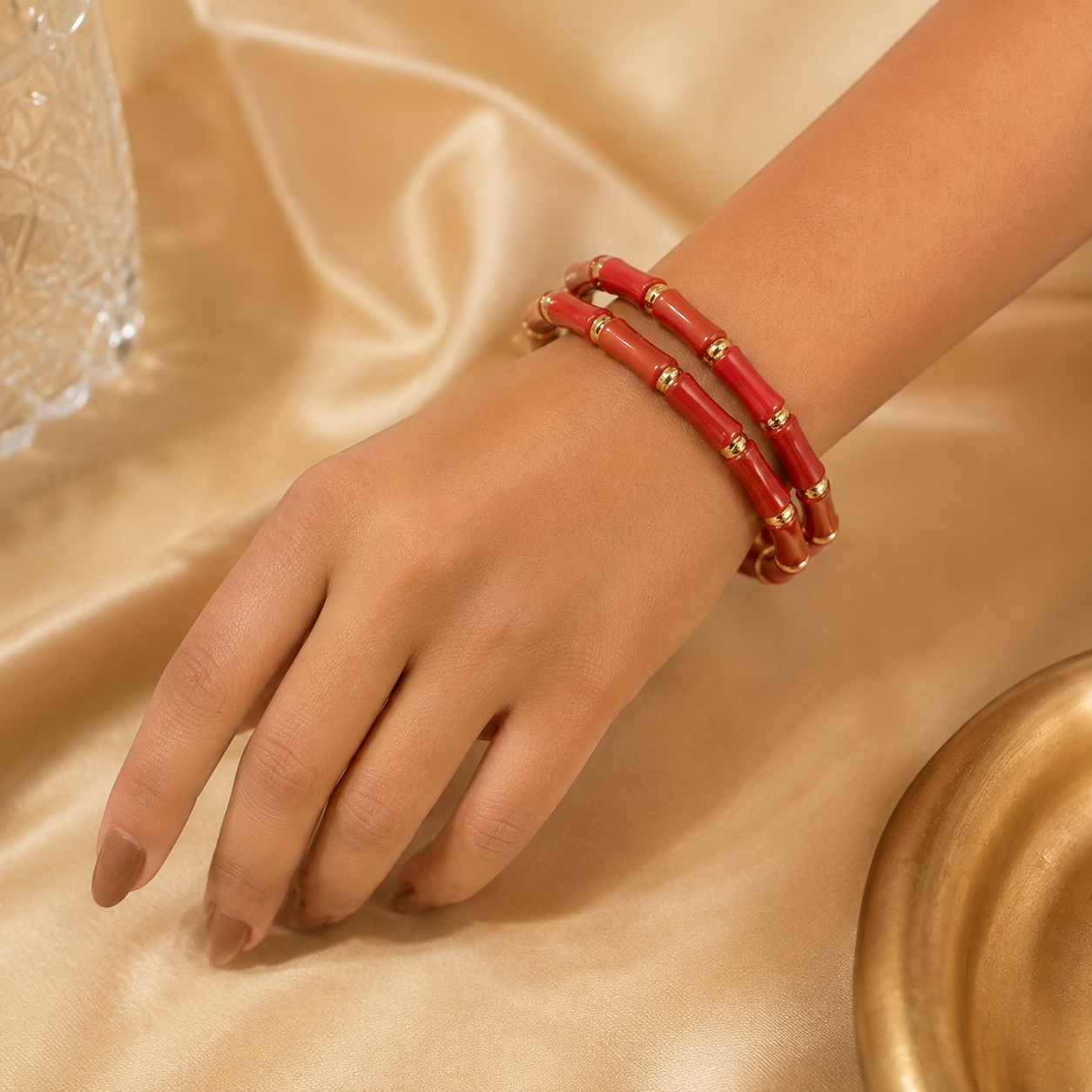 Bamboo Luxe Gold Accent Bangle – 5 Colors