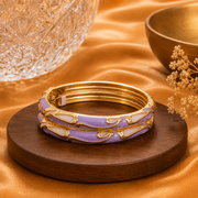Sculpted Swirl Gold Enamel Bangles