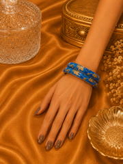 Botanical Charm Enamel Gold Bangles – Nature Motif Bangle Set