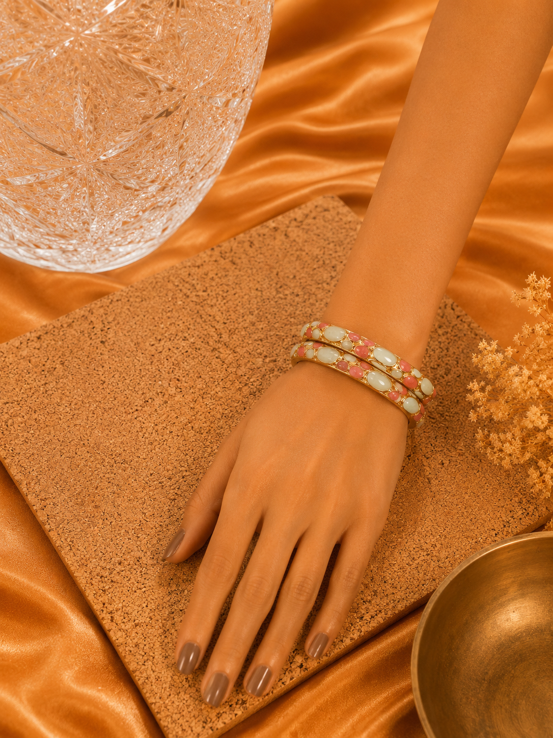 Pebble Mosaic Gold Enamel Bangles