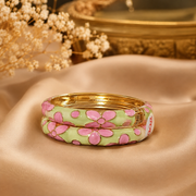 Flora Bloom Enamel Gold Bangles – Floral Statement Bangle Set