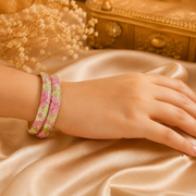 Flora Bloom Enamel Gold Bangles – Floral Statement Bangle Set