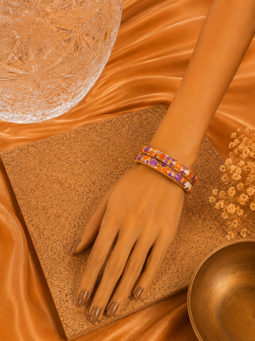 Pebble Mosaic Gold Enamel Bangles