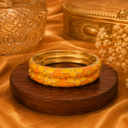 Flora Bloom Enamel Gold Bangles – Floral Statement Bangle Set