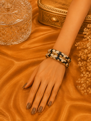 Flora Bloom Enamel Gold Bangles – Floral Statement Bangle Set