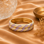 Petal Weave Gold Enamel Bangles – 3 Color Variants