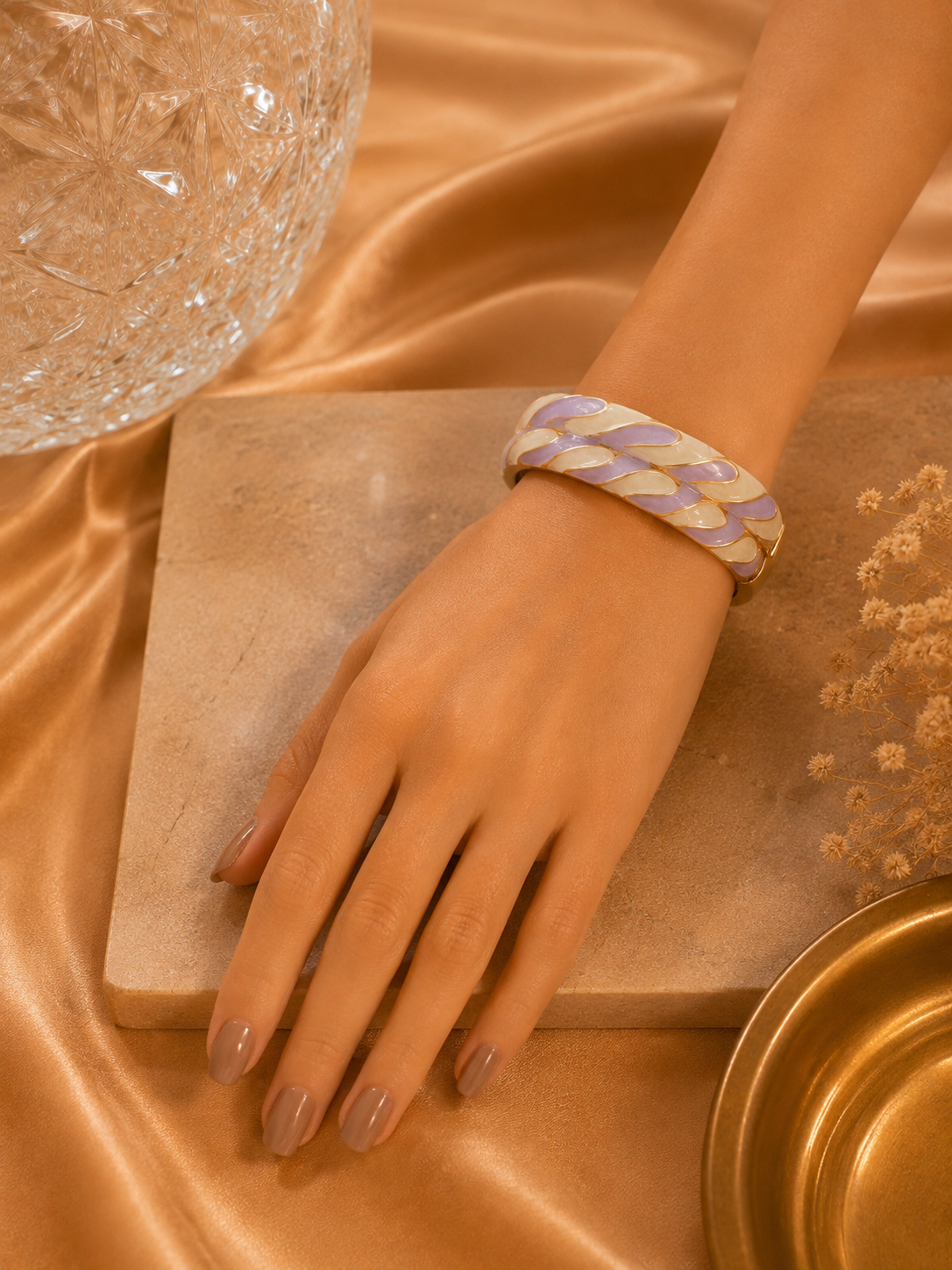Petal Weave Gold Enamel Bangles – 3 Color Variants