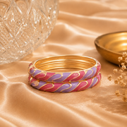 Petal Weave Gold Enamel Bangles – 3 Color Variants