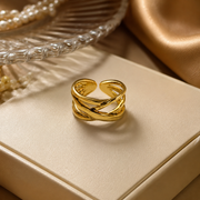 Luxe Intertwined Gold Crossover Statement Ring