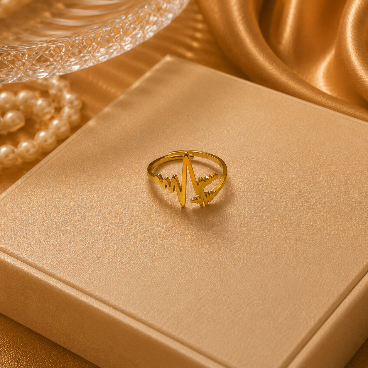 Golden Heartbeat Ring for Women