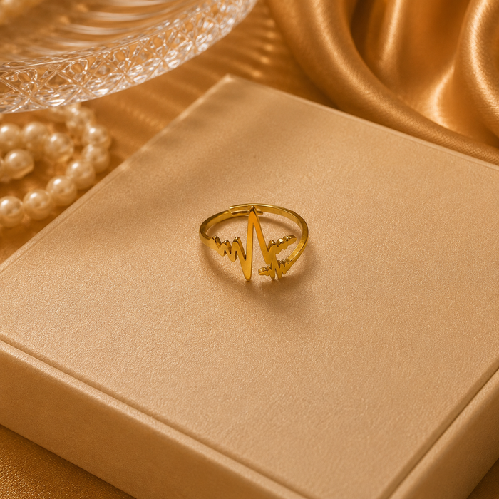 Golden Heartbeat Ring for Women