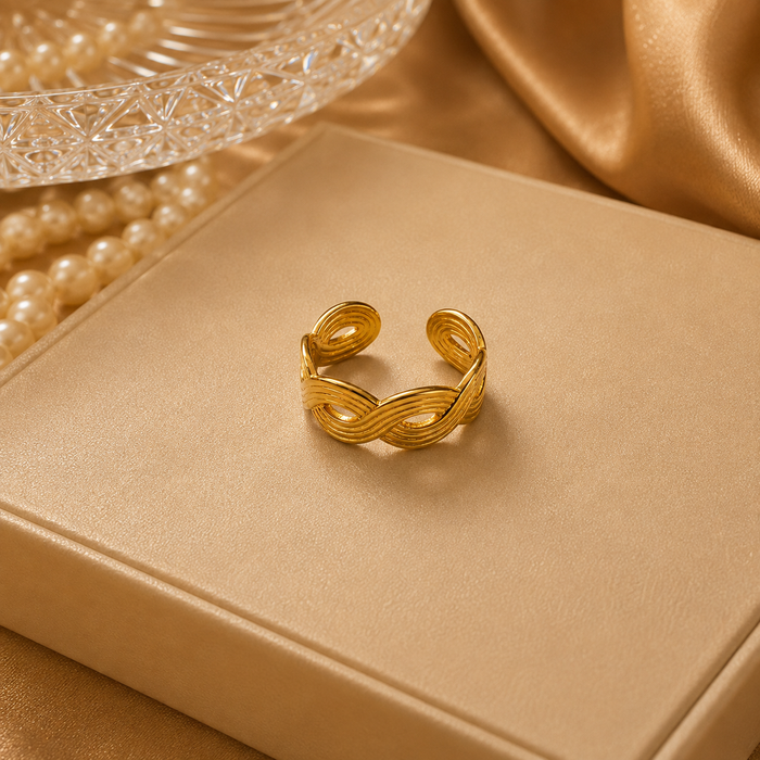 Luxe Infinity Twist Gold Ring for Women