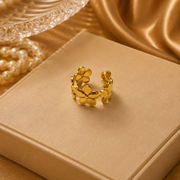 Golden Bloom Floral Statement Ring for Women
