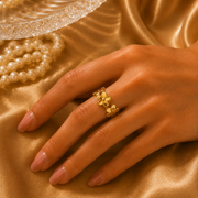 Golden Bloom Floral Statement Ring for Women