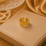 Luxe Ribbed Gold Statement Ring for Women