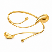 Golden Sculpted Water Drop Arm Cuff for Women