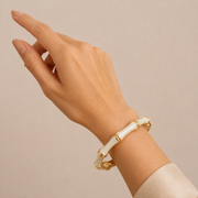 Luxe Bamboo Enamel Gold-Tone Bangle – Statement Hinged Bracelet