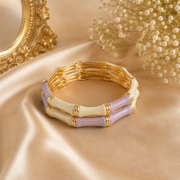 Luxe Bamboo Enamel Gold-Tone Bangle – Statement Hinged Bracelet