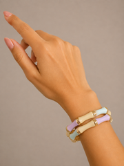 Luxe Bamboo Enamel Gold-Tone Bangle – Statement Hinged Bracelet