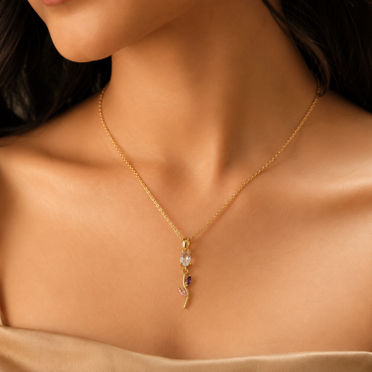 Tulip Grace Pendant Necklace – 18K Gold Plated