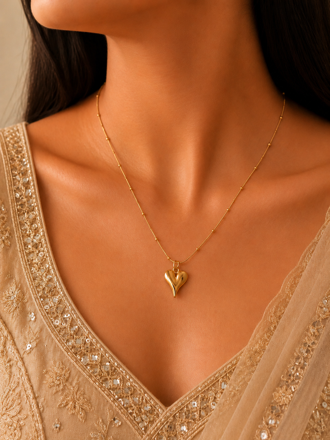 Luna Heart Pendant Necklace – 18K Gold Plated