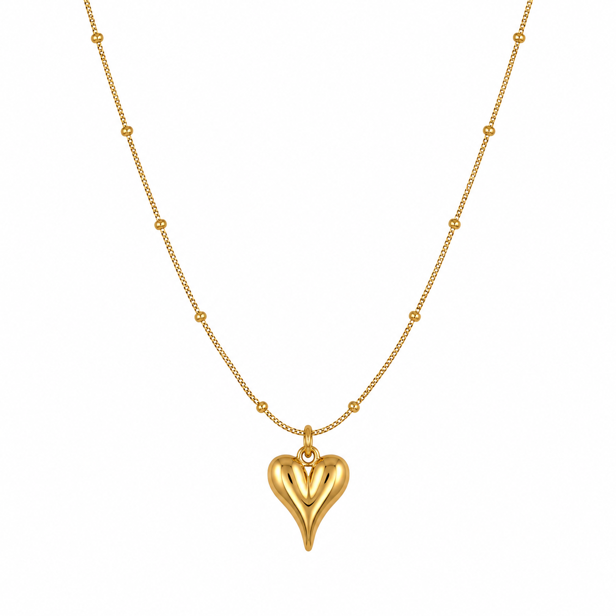 Luna Heart Pendant Necklace – 18K Gold Plated