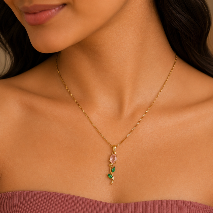 Tulip Grace Pendant Necklace – 18K Gold Plated