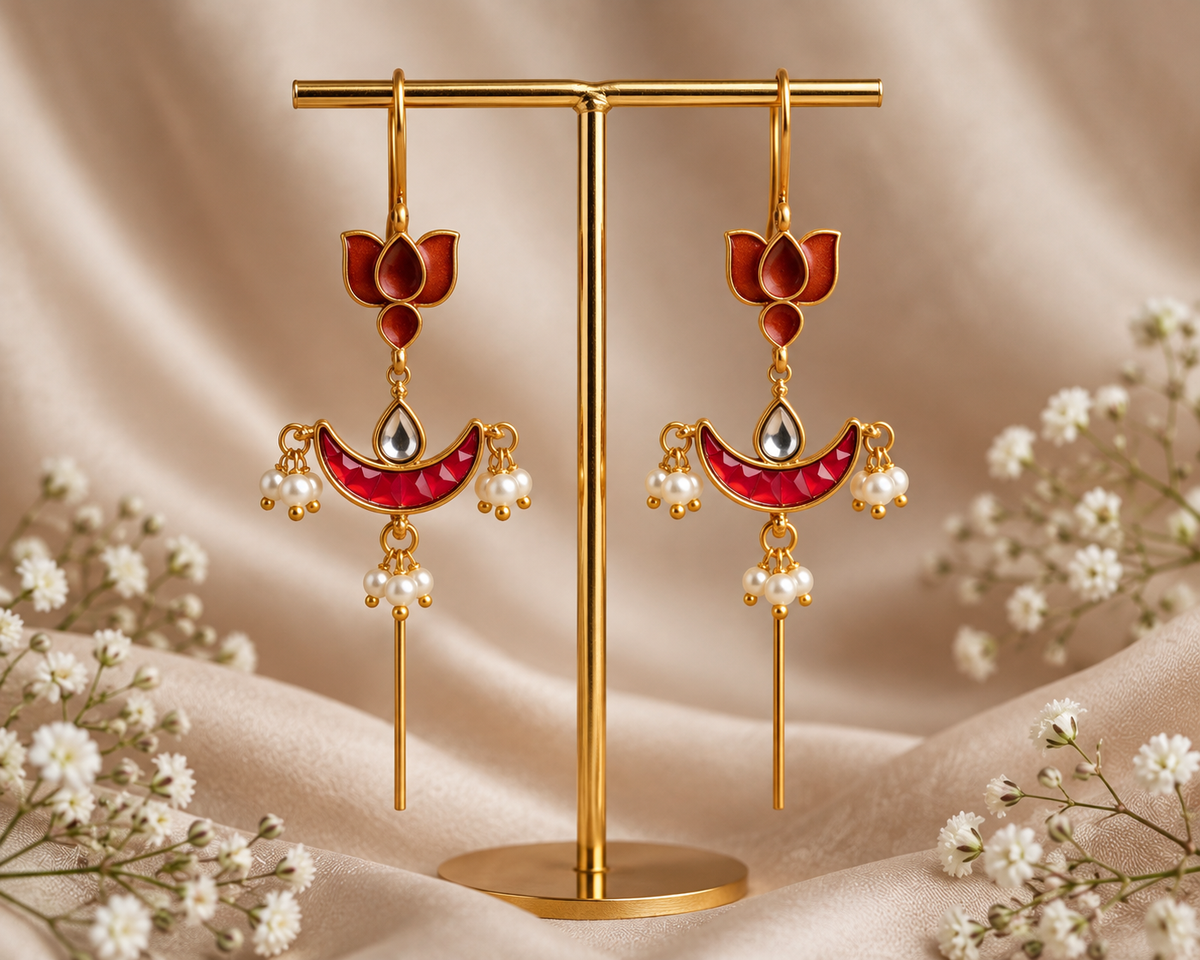 Ruby Lotus Traditional Needle Earcuffs