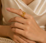 Golden Bow Knot Open Ring for Women