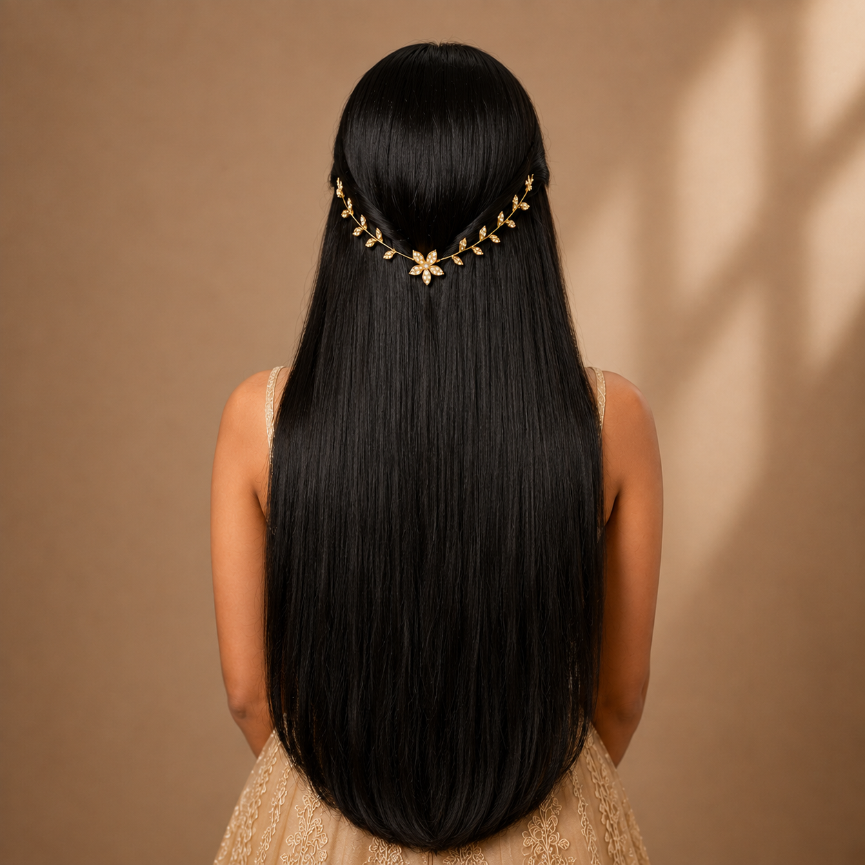 Elegant Flower n Leaves Hairlet (Silver & Golden)