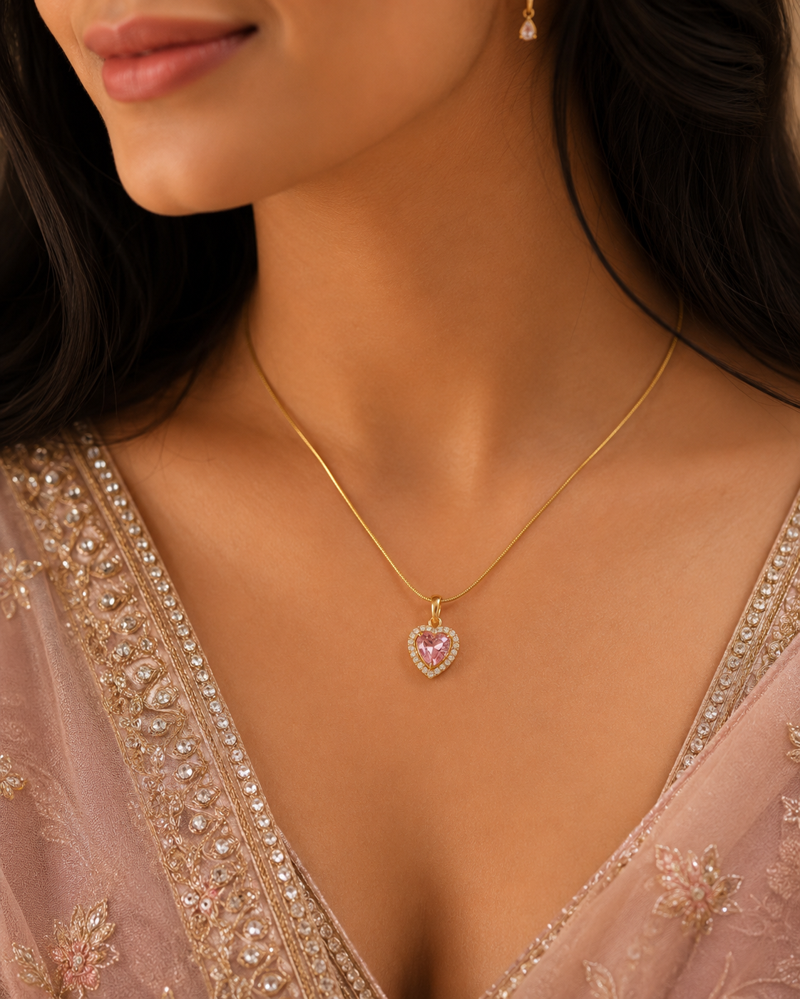 Celeste Heart Necklace – 18K Gold Plated