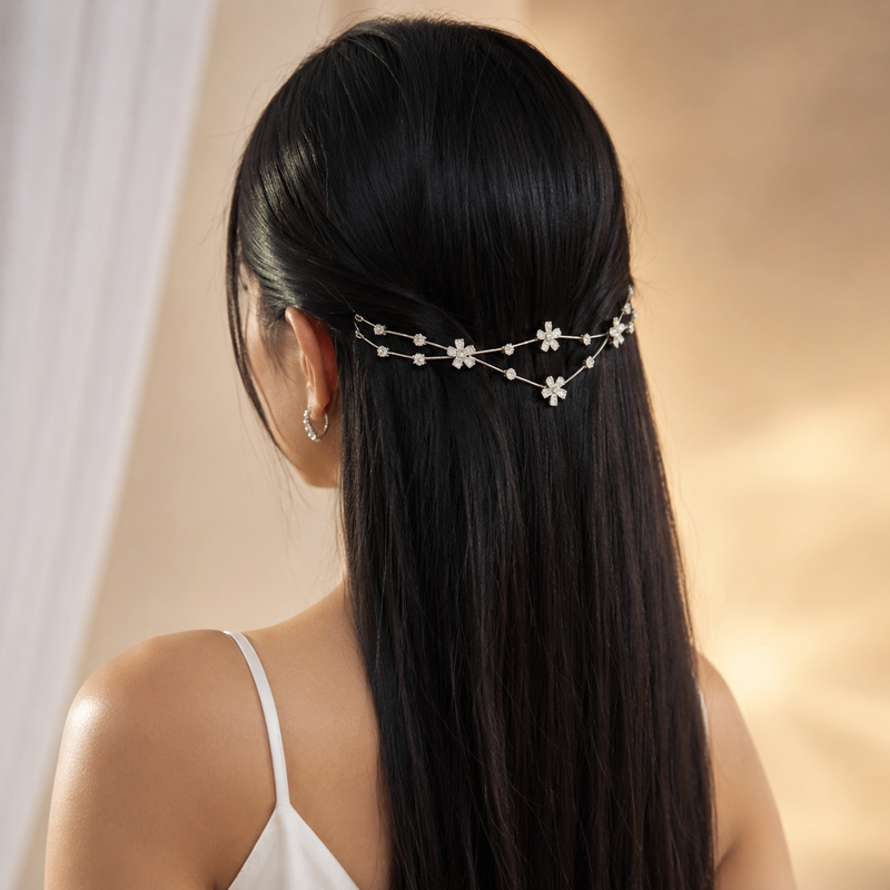 Double flower hairlet (Golden and Silver)
