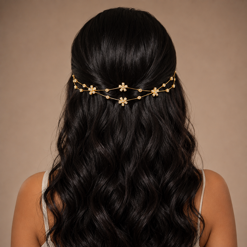 Double flower hairlet (Golden and Silver)