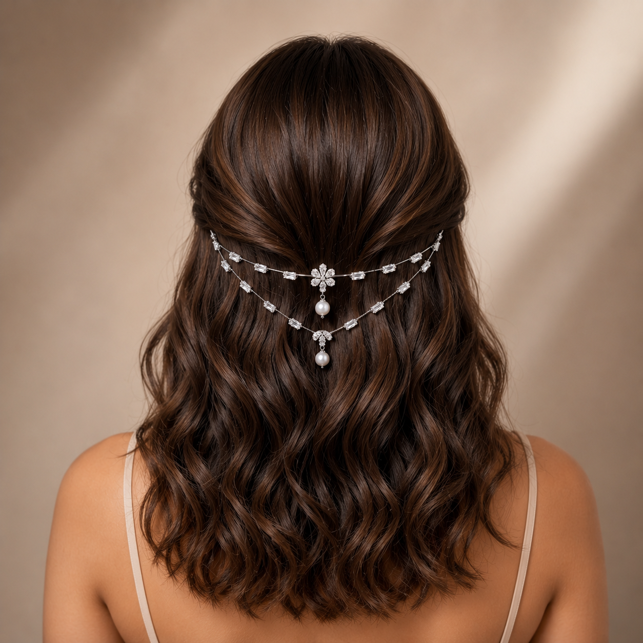Double V floral pearl AD hairlet ( Golden and Silver)
