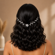 Elegant Flower n Leaves Hairlet (Silver & Golden)