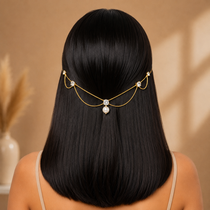 Multi curves Pearl Hairlet (Golden and Silver)