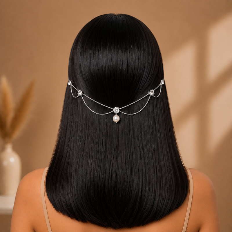 Multi curves Pearl Hairlet (Golden and Silver)