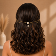 Minimal Single AD Flower with hanging Pearl Hairlet (Silver & Golden)