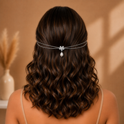 Minimal Single AD Flower with hanging Pearl Hairlet (Silver & Golden)