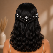 Single flower AD Pearl Hairlet (Golden and silver)