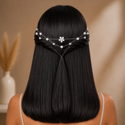 Single flower AD Pearl Hairlet (Golden and silver)