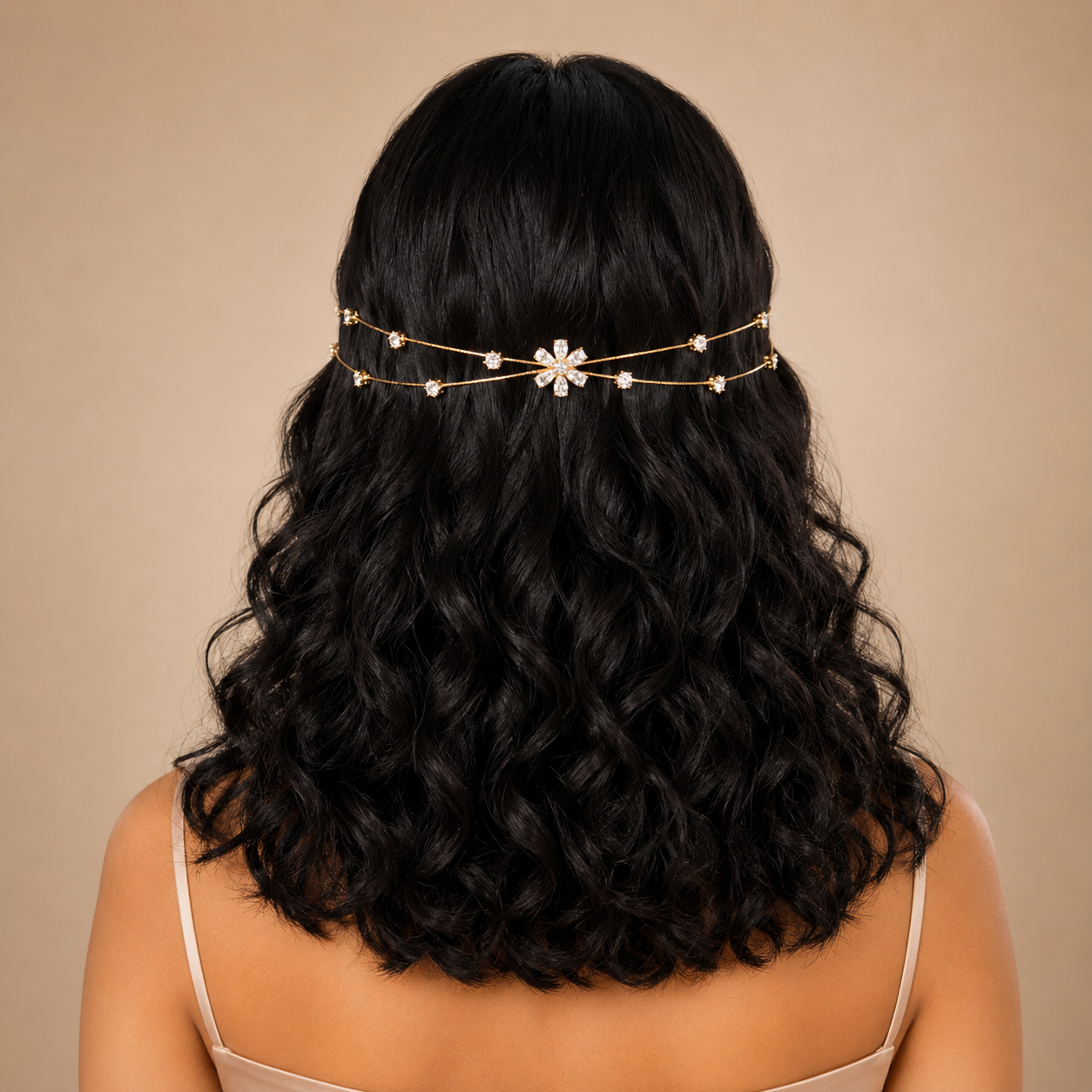 Dual line Minimal Flower Hairlet (Golden)