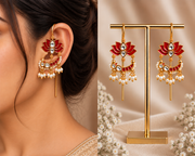 Lotus Kundan Needle Earcuffs